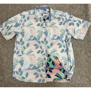 Tommy Bahama Shirt Mens Large Nova Wave Seersucker Button Up Hawaiian Floral